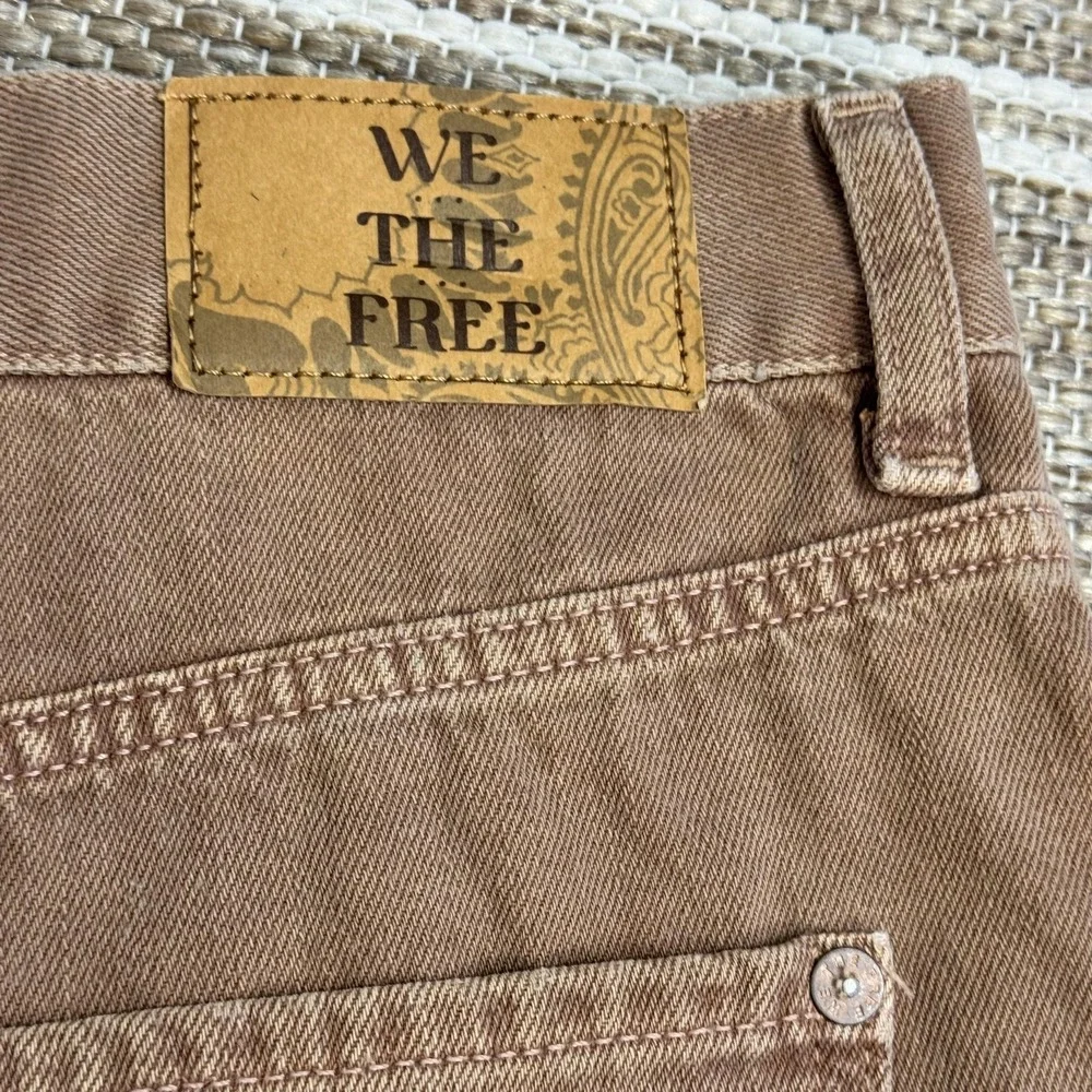 Free People We The Free Ivy Mid Rise Shorts Women's 28 Brown Denim Festival Boho